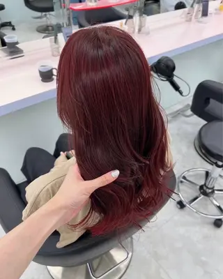 セミロング カラー ヘアアレンジ 盛れる韓国RED🥀 sayakaのヘアスタイル