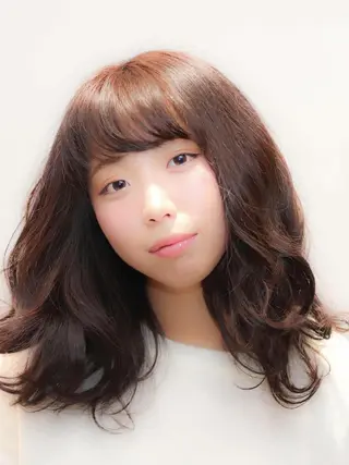 セミロング カラー パーマ 髪質改善🌈縮毛矯正 荻原 達矢のヘアスタイル