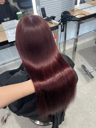 ロング カラー 💗愛され暖色💗 ピンク/レッド💗のヘアスタイル