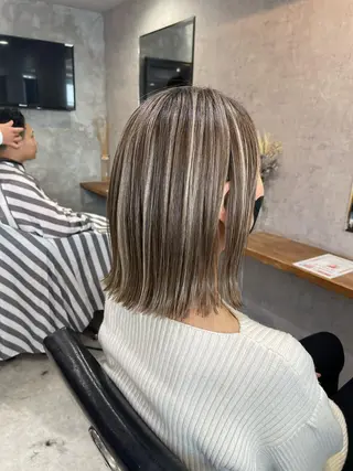 ミディアム カラー ヘアアレンジ 松井那津子 /ハイライトブリーチのヘアスタイル