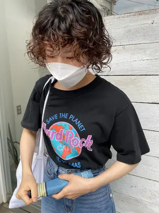 ショート カラー パーマ ヘアアレンジ キッズ ネイル マツエク・マツパ アイブロウ パーマ/透明感カラー /ボブ/吉田一生のヘアスタイル