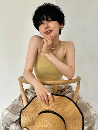 ショート パーマ 上品な暖色/丸みボブ Chie🪷のヘアスタイル