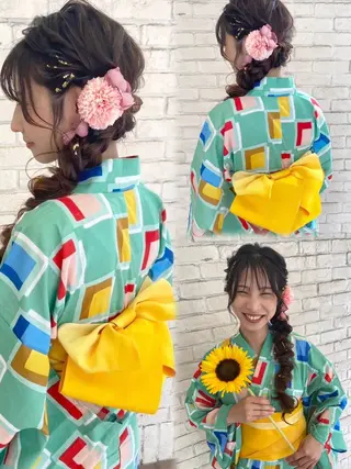 ヘアアレンジ 白髪ぼかしハイライト ヘアアレンジのヘアスタイル
