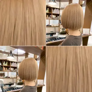 ショート まろやかなベージュ 小池春樹のヘアスタイル