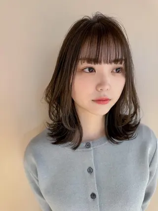 ミディアム カラー レイヤー/顔周り カット/松岡 祥利のヘアスタイル