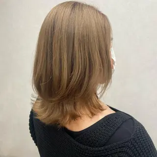 ミディアム カラー コテ巻き風パーマ★ はるさんのヘアスタイル