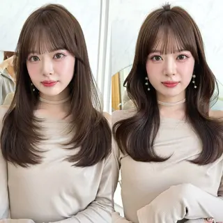 セミロング レイヤーカット/ 顔まわり/アオイのヘアスタイル