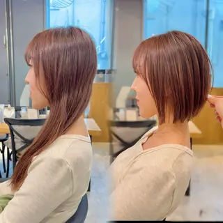 ショート カラー ⭐️似合わせボブ 縮毛矯正⭐️かえでのヘアスタイル