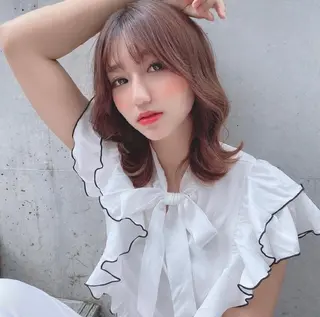 ミディアム カラー あかね☆ヘアアレンジ /ボブ/縮毛矯正のヘアスタイル