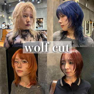 ミディアム カラー レイヤー/ハッシュ/ ウルフ/透明感カラーのヘアスタイル