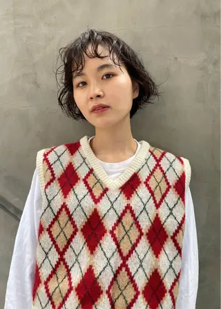 ショート パーマ tricca  ginza所属・ボブ・レイヤー ・パーマ【iri】のヘアスタイル