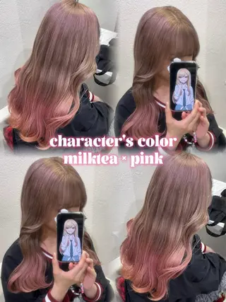 セミロング ハイトーン×推し カラー💫Miyuのヘアスタイル