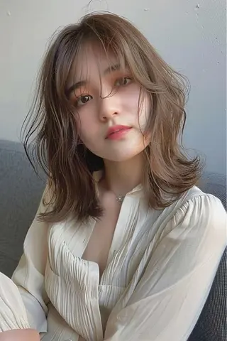 セミロング カラー ナチュラルカラー 髪質改善YUTOのヘアスタイル