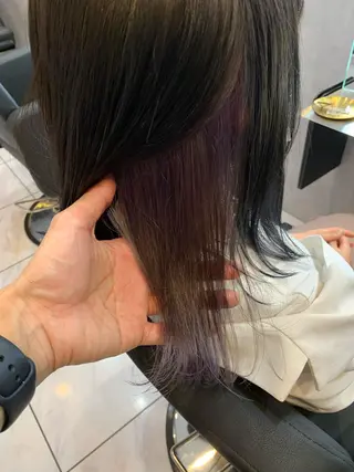 ミディアム カラー 透明感/ブリーチ縮毛 /髪質改善/星野純一のヘアスタイル