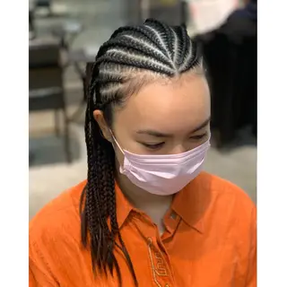 セミロング カラー パーマ ヘアアレンジ メンズ キッズ BRAIDS💎愛子 大人ハイライト💎のヘアスタイル