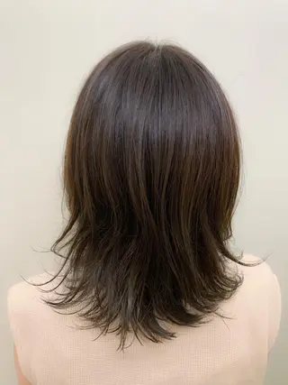 ミディアム 切りっぱなしボブ ソノキユウカのヘアスタイル