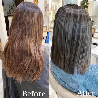 セミロング カラー 山崎俊輔/髪質改善 /バレイヤージュのヘアスタイル