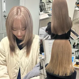 セミロング カラー 髪質改善ストレート /暖色カラー🎀🪞のヘアスタイル