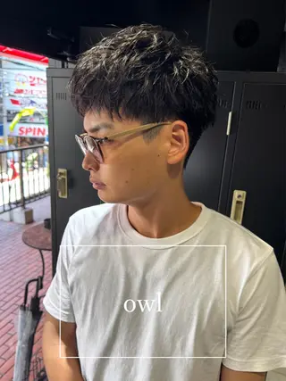 ショート パーマ メンズ メンズ特化 美容師✨ アメ村 堀江颯瑛のヘアスタイル