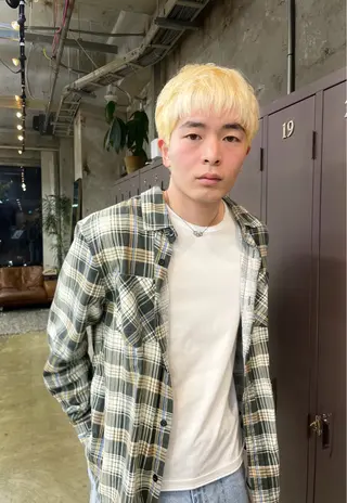 ショート カラー 愛加メンズパーマ・ ボブ・ピンクカラーのヘアスタイル