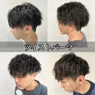 ショート カラー パーマ ヘアアレンジ メンズ 💈メンズ特化 美容師サキ💈のヘアスタイル