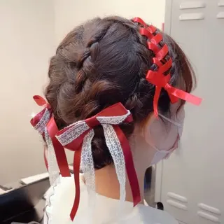 セミロング ヘアアレンジ レイヤーカット/ 暗髪🫧ナシコのヘアスタイル