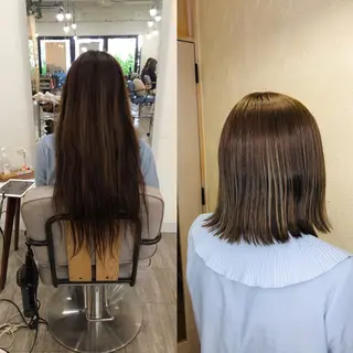 ミディアム 艶カラー🩵💛 NANAのヘアスタイル