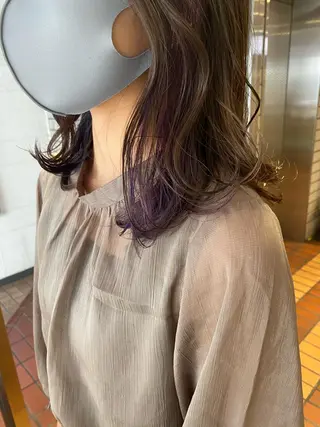 セミロング カラー レイヤー/ベージュ カラー/ハシモトのヘアスタイル
