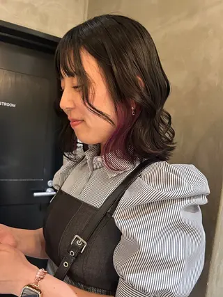 ミディアム カラー デザインカラー🖤 イシイレイのヘアスタイル