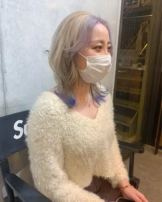 ミディアム カラー 柔らかブラウン/顔周 りレイヤー♡ユウシのヘアスタイル