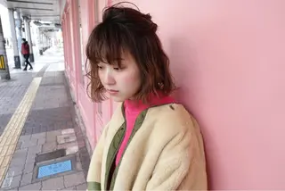 ミディアム ヘアアレンジ ピンクベージュ/新潟 万代/高橋桃葉🍑のヘアスタイル