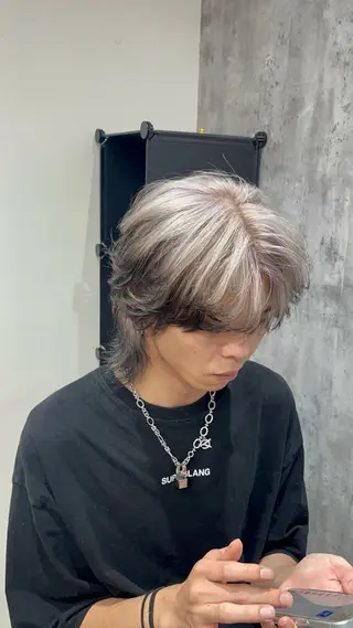 ミディアム カラー パーマ メンズ 🦄カイ/メンズ 韓国ヘア/メイク🦄のヘアスタイル