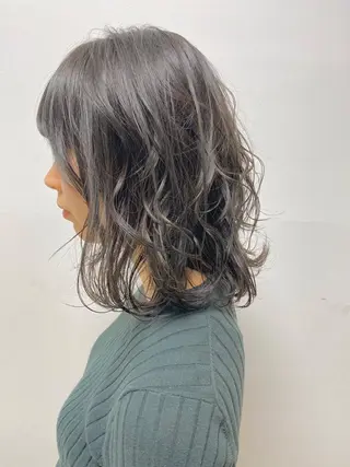 ミディアム カラー hair &eye LAWE.店長のヘアスタイル