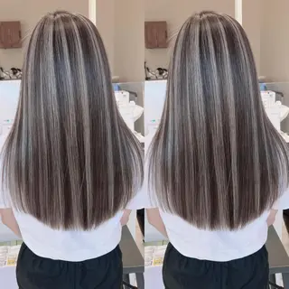 ロング カラー オフホワイトアンドなんば所属・福西 洋斗のヘアスタイル