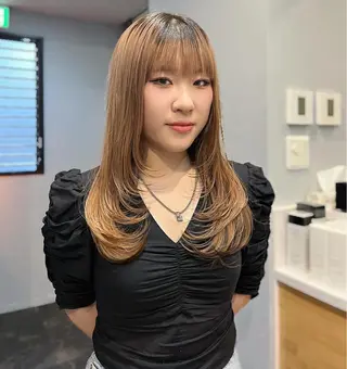 セミロング 韓国ヘア/髪質改善 /艶カラー/sahoのヘアスタイル