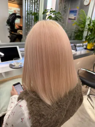 ミディアム カラー 乾かすだけでサラ艶に /髪質改善西村涼太のヘアスタイル