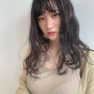 ミディアム カラー パーマ 新井 広之のヘアスタイル