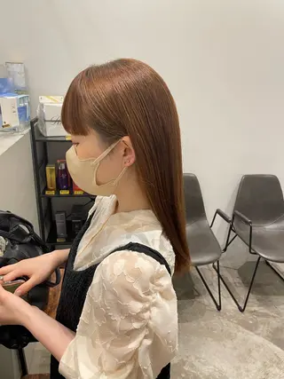 ミディアム ブリーチカラー/ 細川はるかのヘアスタイル