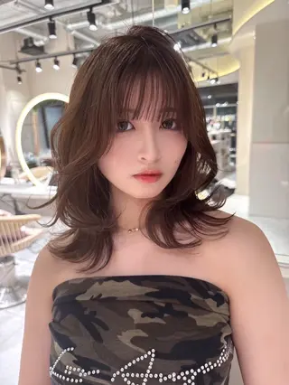 セミロング カラー Lond Bloom所属・🎀はるか ブリーチ なしダブルカラー🎀のヘアスタイル