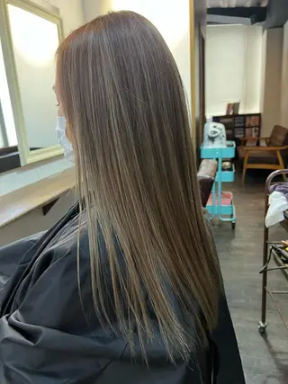 ロング カラー 前髪カット無料🎉 髪質改善✨影山湧市のヘアスタイル