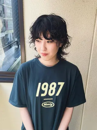 ショート パーマ 永田〈店長#レイヤー #ウルフ#ハイトーンのヘアスタイル