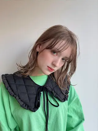 ミディアム カラー 梅田美容室 山崎海波のヘアスタイル