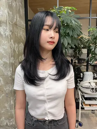 カラー ニュアンスパーマ 曲がる縮毛矯正　爲石のヘアスタイル