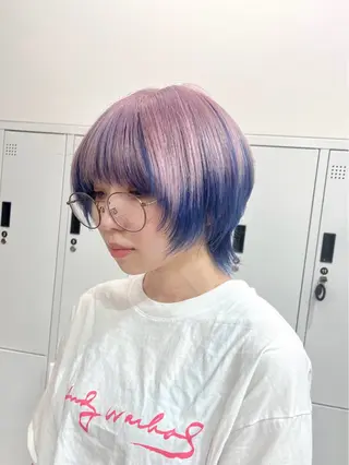 セミロング カラー パーマ ヘアアレンジ メンズ キッズ ネイル マツエク・マツパ アイブロウ ハイトーン/ピンク 💗モモ໒꒱のヘアスタイル