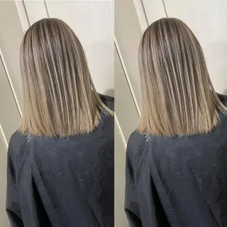 ミディアム カラー ヒカ/外国人風 デザインカラーのヘアスタイル