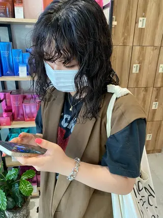 ミディアム カラー パーマ ヘアアレンジ パーマ指名No1 /namiのヘアスタイル