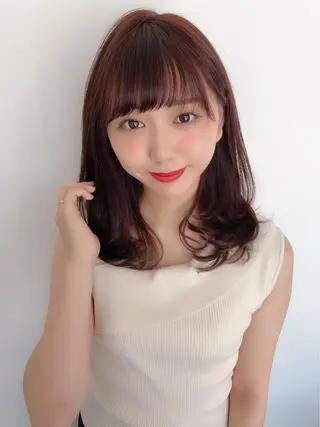 ミディアム カラー ヘアアレンジ 顔周りカット/髪質改 善/新宿/畑中稔里のヘアスタイル