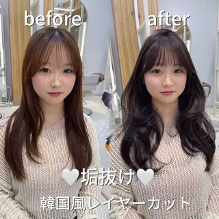 セミロング 顔周り特化/ 韓国ヘア/TAKUのヘアスタイル