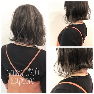 ミディアム カラー 平川 友希子のヘアスタイル