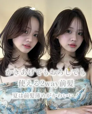 セミロング 中韓mix💖 トレンドヘアMIKUのヘアスタイル